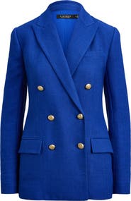 Lauren Ralph Lauren Ryen Houndstooth Cotton & Linen Blazer