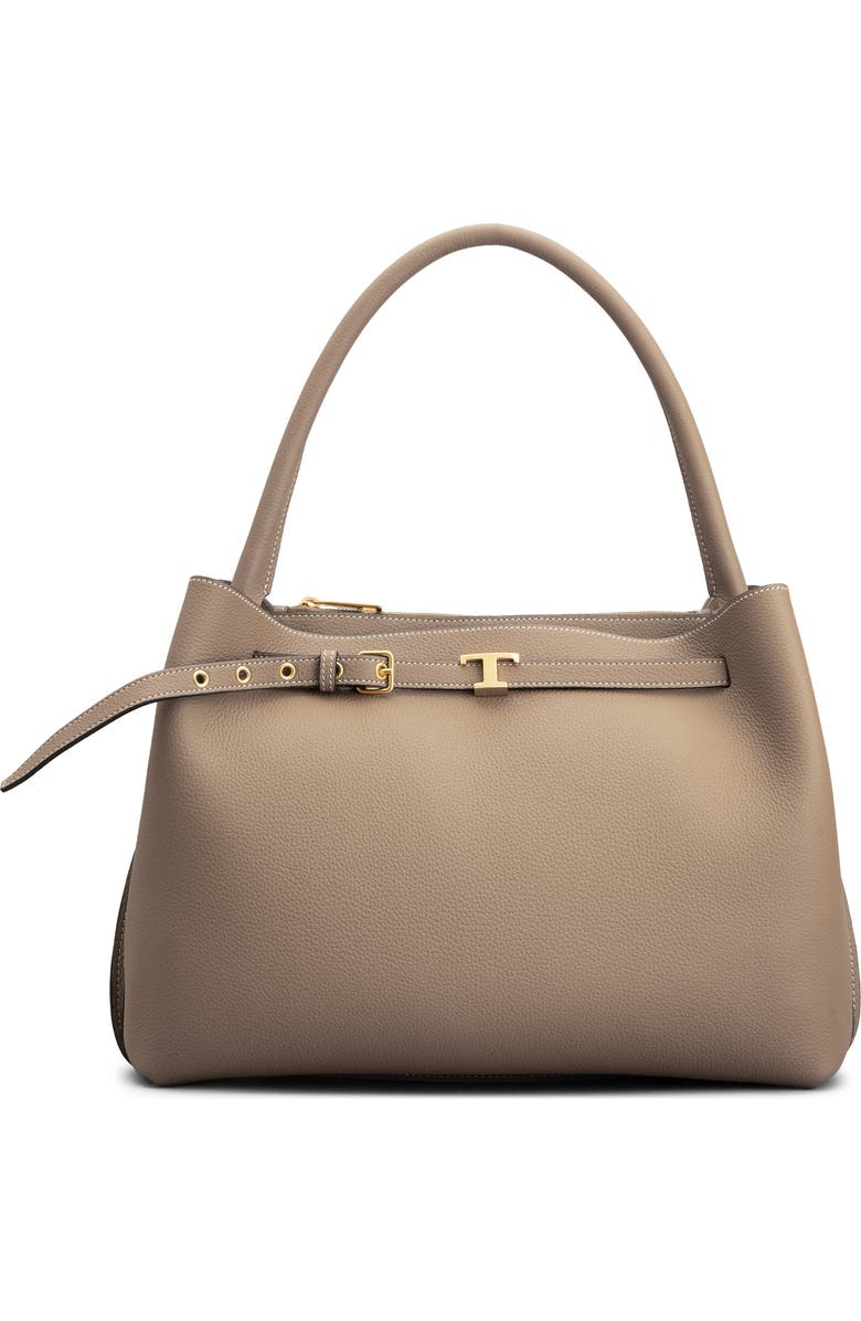 Tod's Small T Timeless Leather Top Handle Bag, Main, color, Creta Chiaro