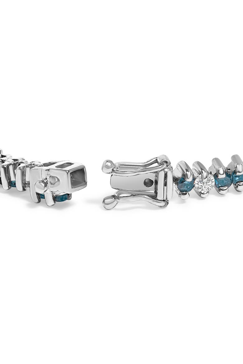 14K White Gold 3.70 cttw white and Blue Diamond Fashion Bracelet, Alternate, color, White
