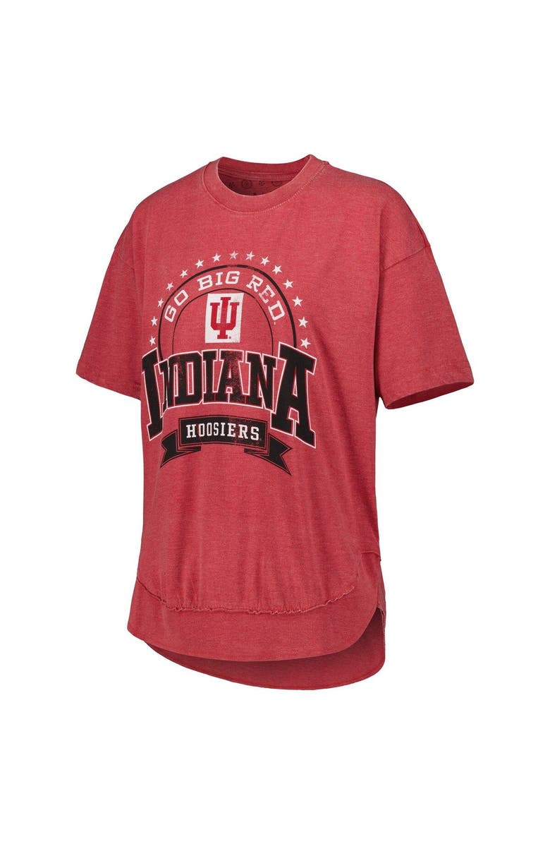 PRESSBOX Women's Pressbox Heather Crimson Indiana Hoosiers Vintage Wash Poncho Captain T-Shirt, Alternate, color, 