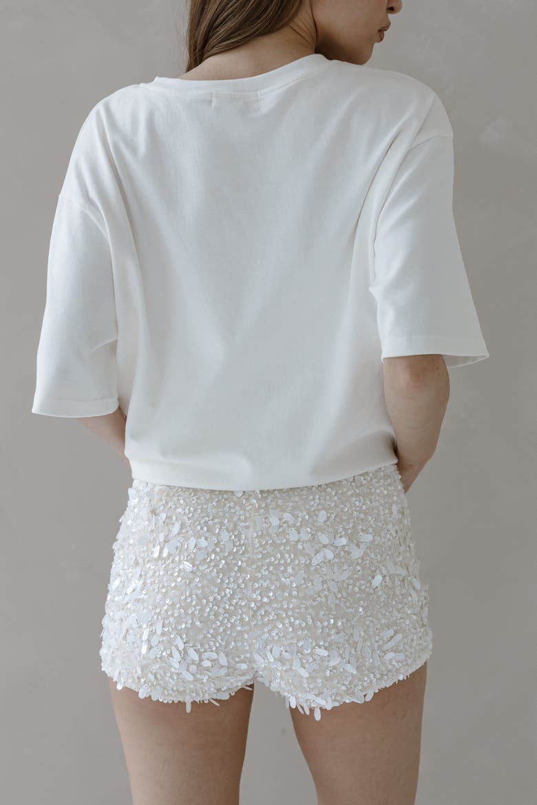 Calypso Sequin Shorts, Alternate, color, White