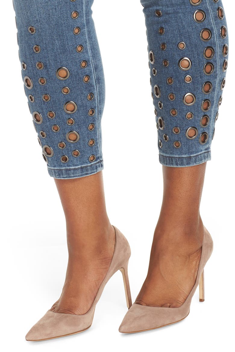 Grommet Ankle Skinny Jeans, Alternate, color, LONDON WASH