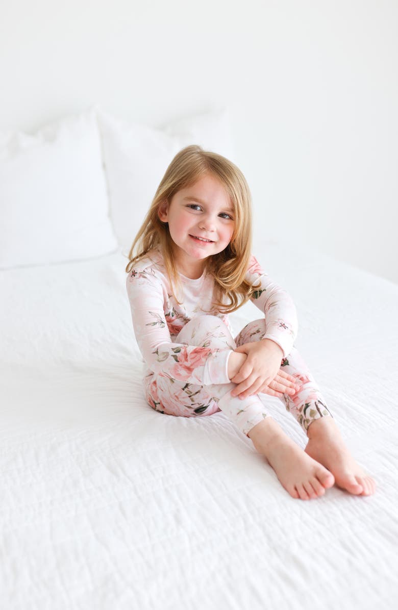 Posh Peanut Kids' Vintage Rose Fitted Two-Piece Pajamas, Alternate, color, 