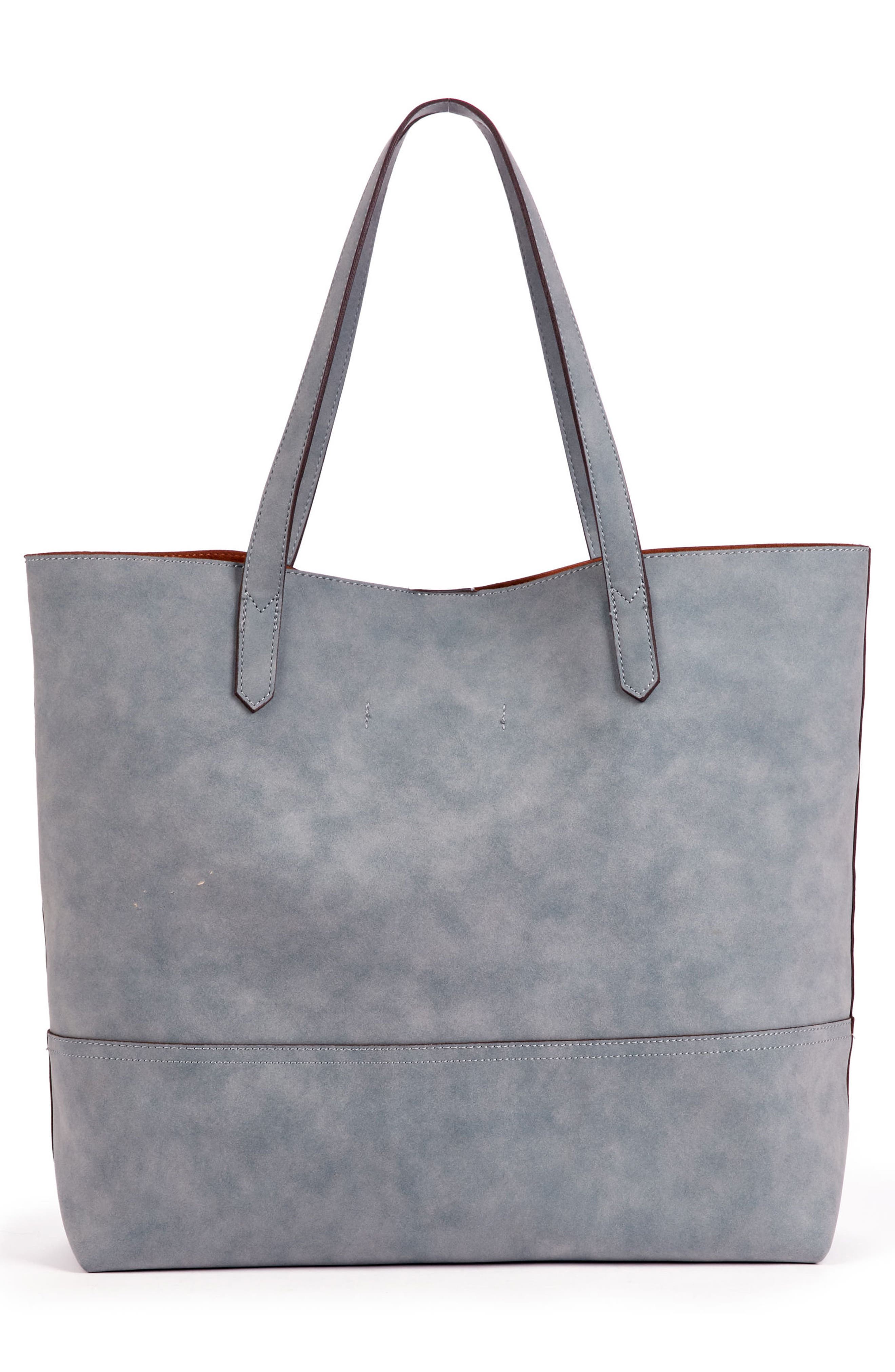 Dawson Oversize Faux Leather Shopper, Alternate, color, CHAMBRAY
