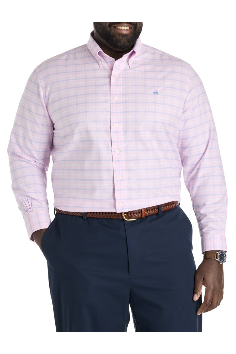 Big & Tall Non-Iron Multi Check Oxford Sport Shirt, Alternate, color, PINK