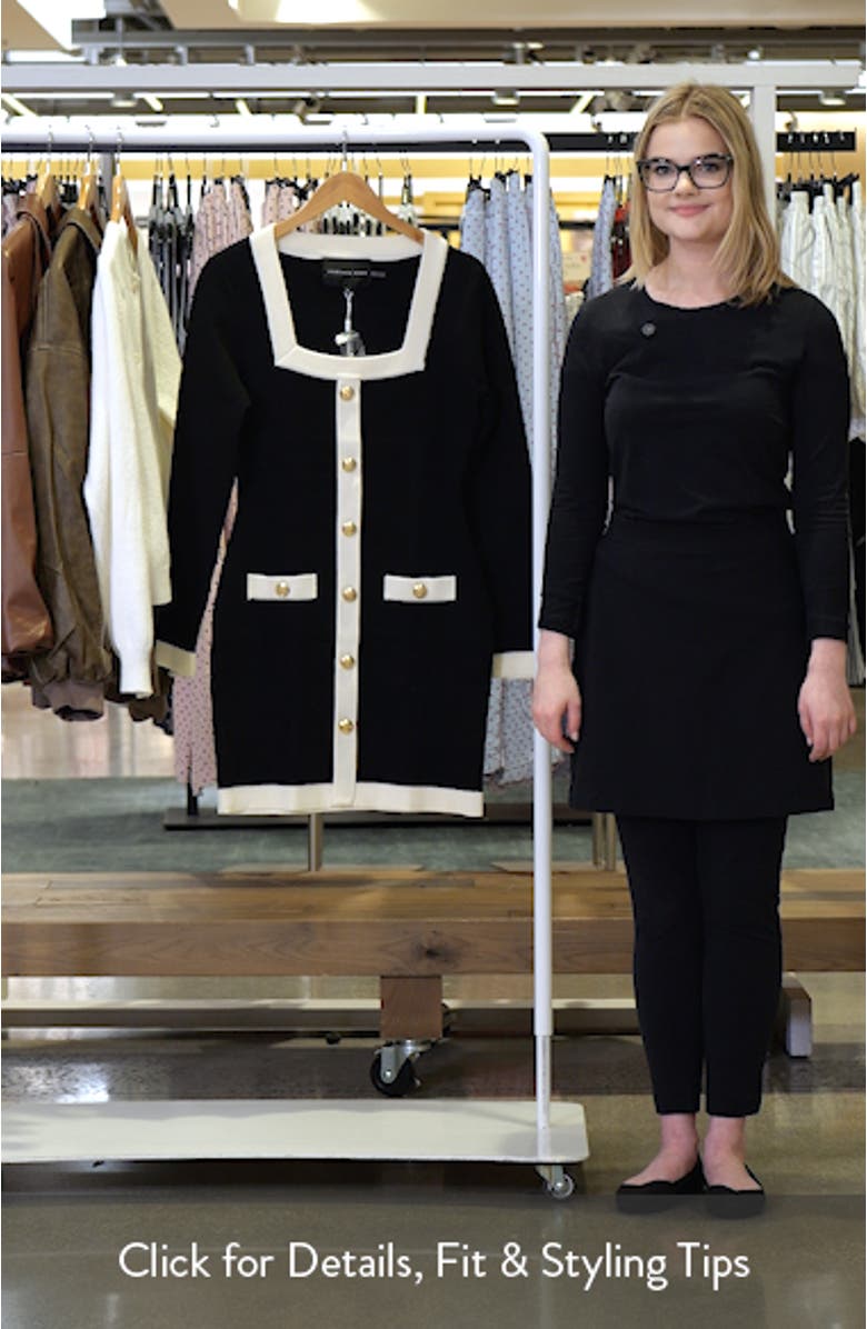 Contrast Trim Long Sleeve Knit Minidress, sales video thumbnail