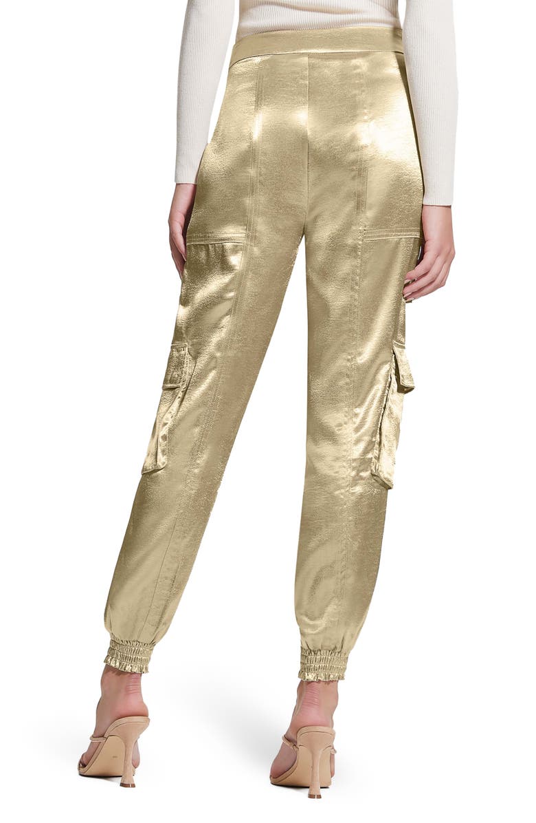 GUESS Soundwave Textured Satin Cargo Pants, Alternate, color, Cemento