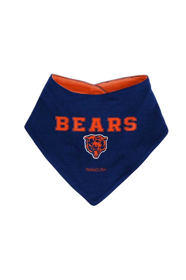 Newborn & Infant Mitchell & Ness Navy/Orange Chicago Bears Throwback Bodysuit Bib & Booties Set, Alternate, color, Navy