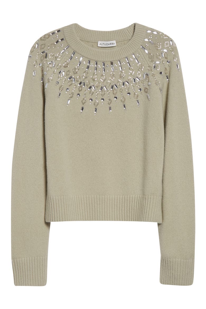 Harold Embellished Virgin Wool Sweater, Alternate, color, DESERT SAGE