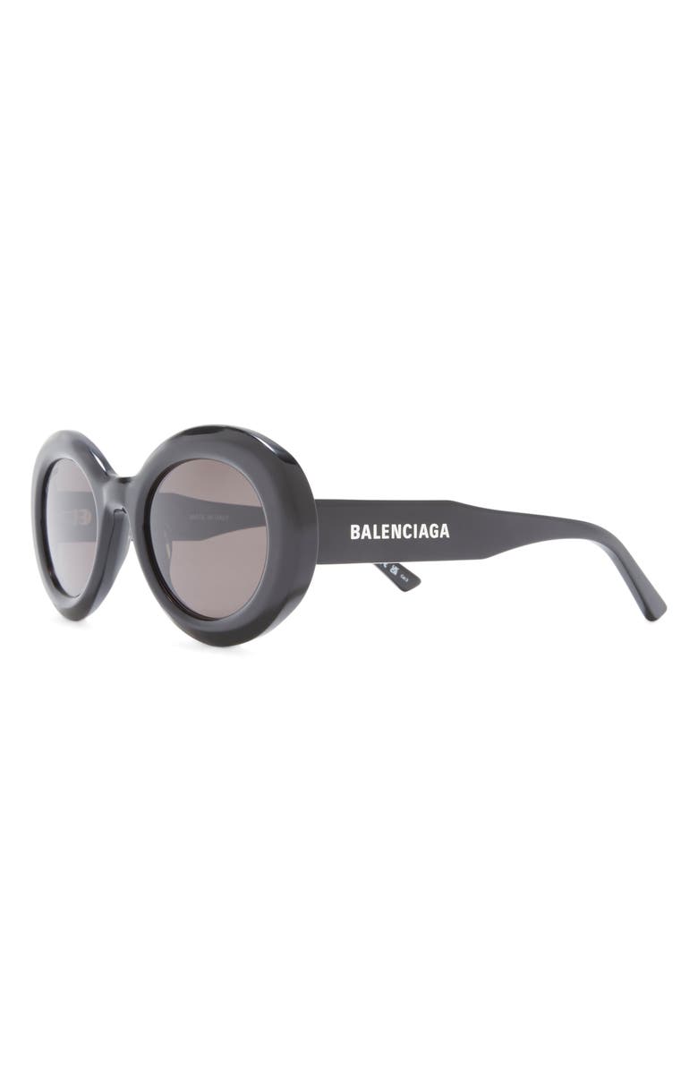 Balenciaga 50mm Round Sunglasses, Alternate, color, Black Black Grey