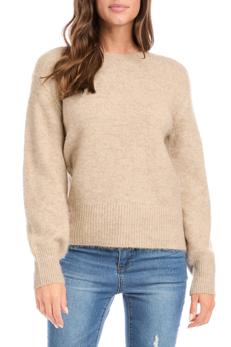 Blouson Sleeve Crewneck Sweater, Main, color, OATMEAL