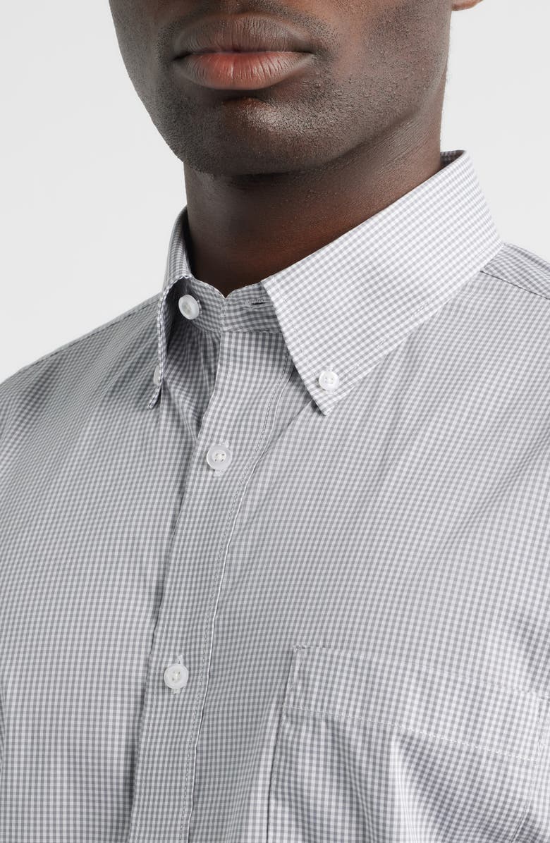 Roffe Accessories Eagle Regular Fit Grey Gingham Check Cotton Button-Down Oxford Shirt, Alternate, color, Gray