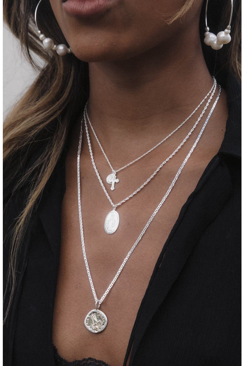 The Hail Mary Dainty Pendant Necklace, Alternate, color, SILVER