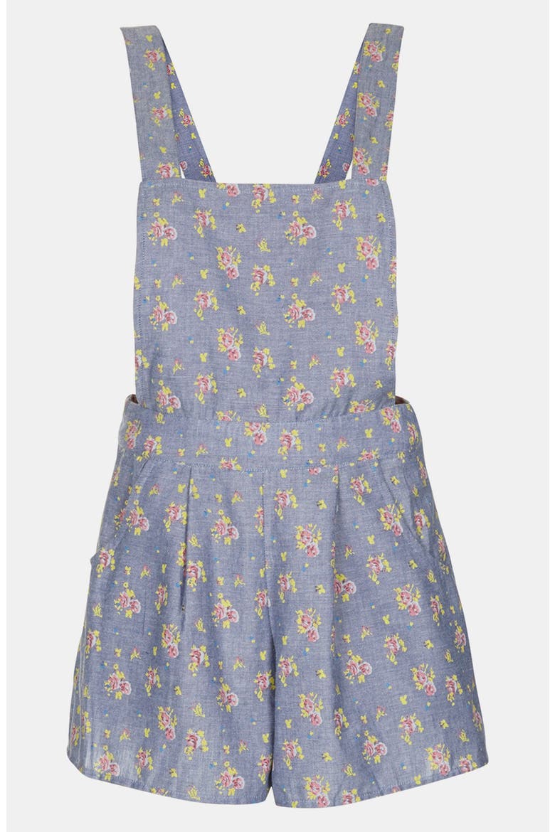 Floral Chambray Romper, Alternate, color, DENIM
