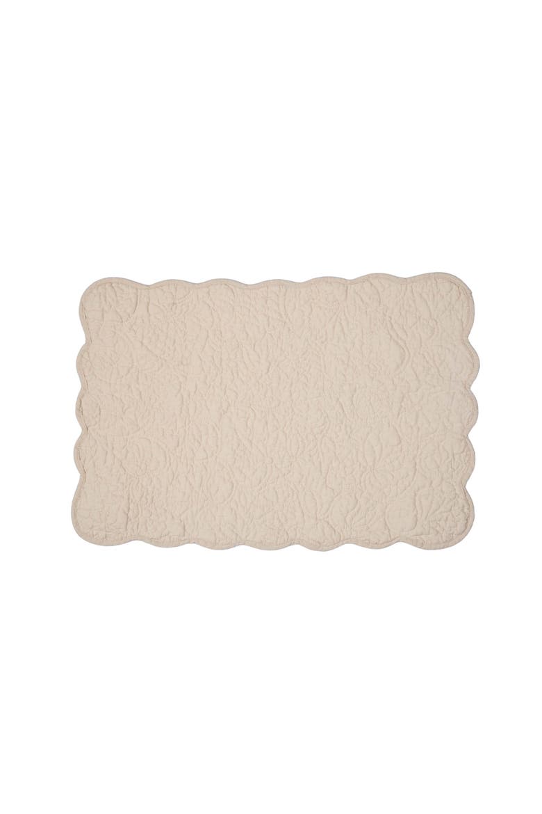 Christiana Khaki Reversible Machine Washable Scallop Quilt Placemats Set of 6, Alternate, color, Beige