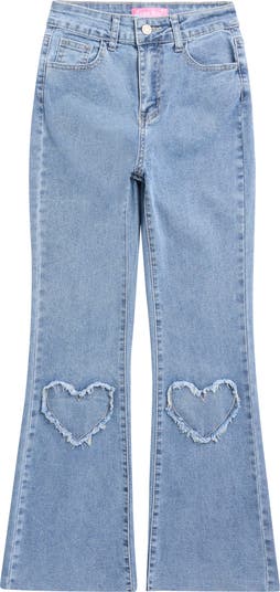 Kids' Heart Patch Appliqué Flare Jeans