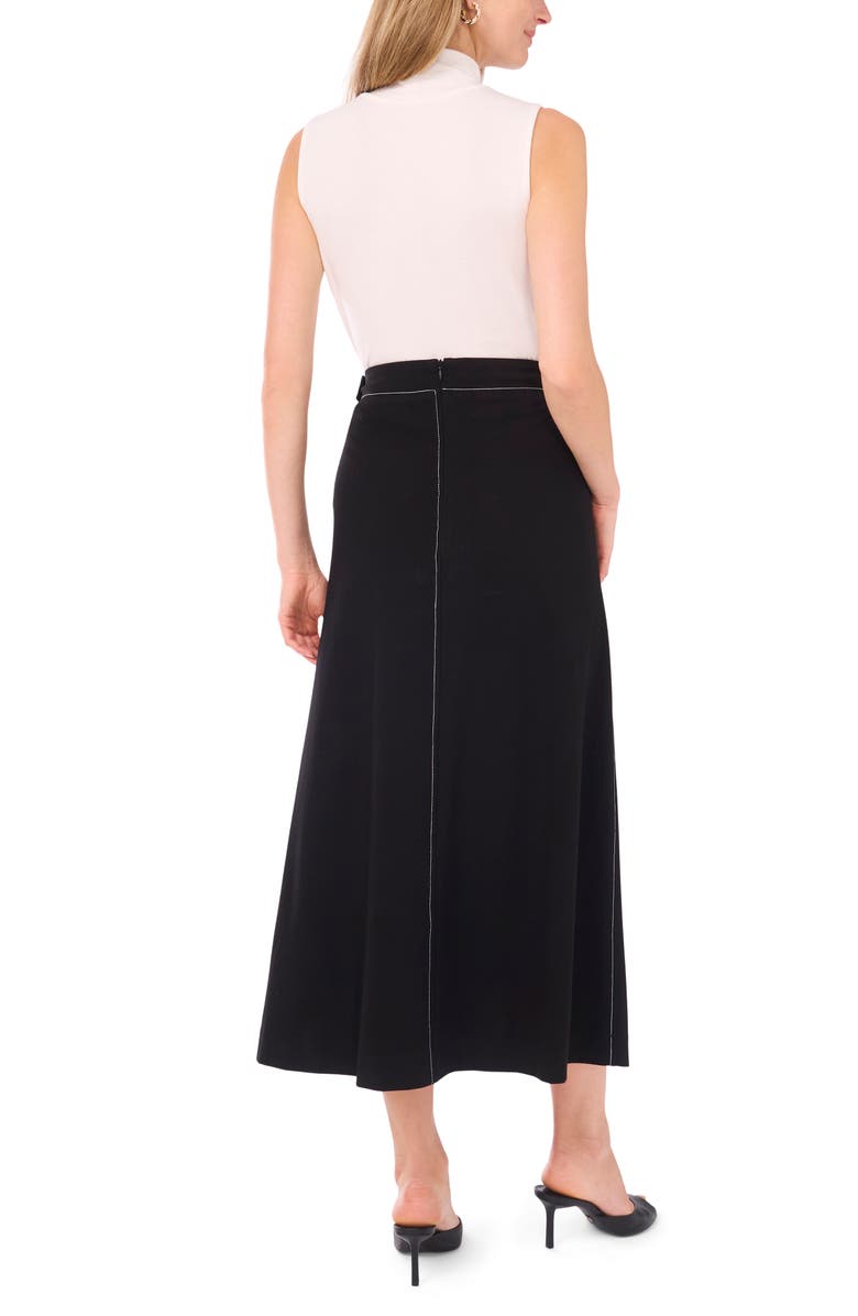 Vince Camuto Topstitch A-Line Maxi Skirt, Alternate, color, Rich Black