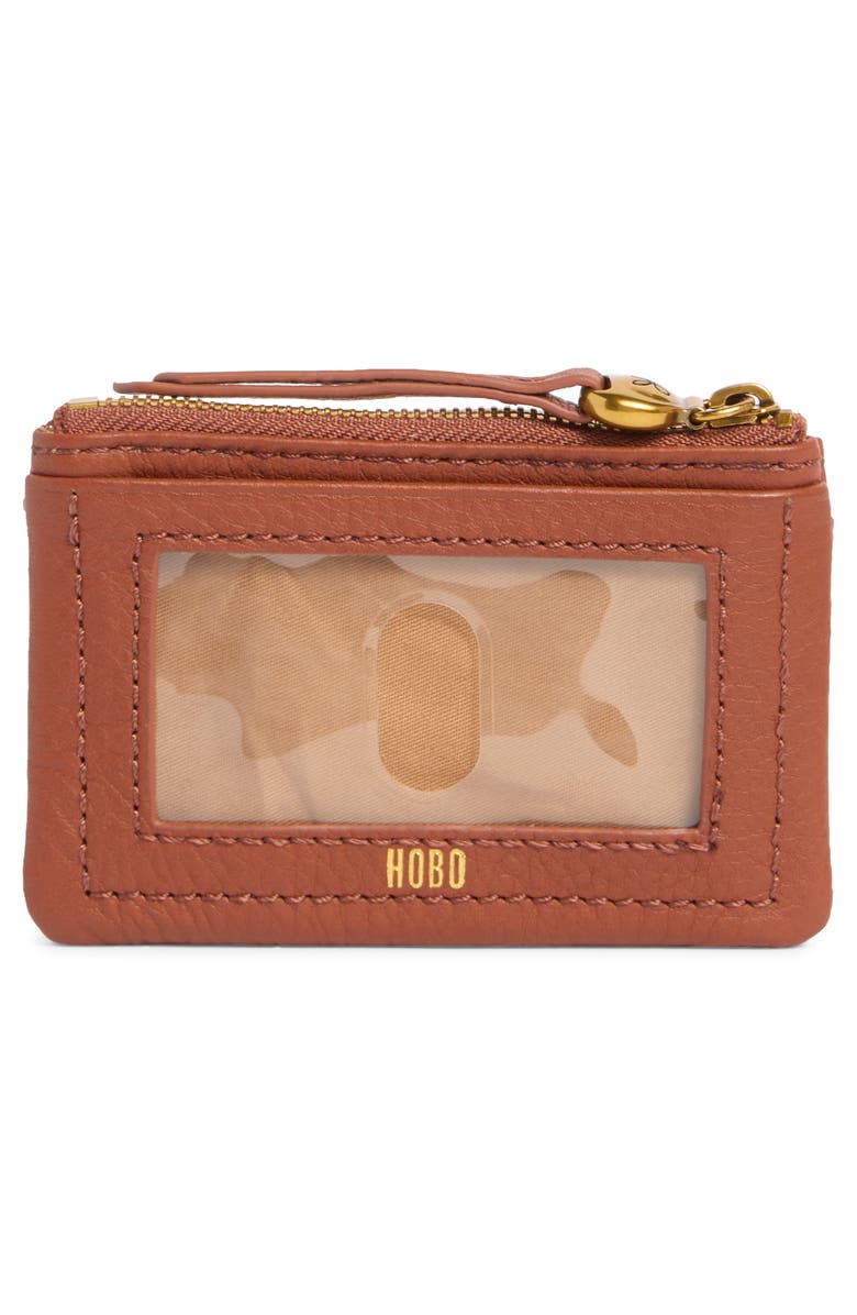 HOBO Lumen Leather Zip Card Case, Alternate, color, Rust