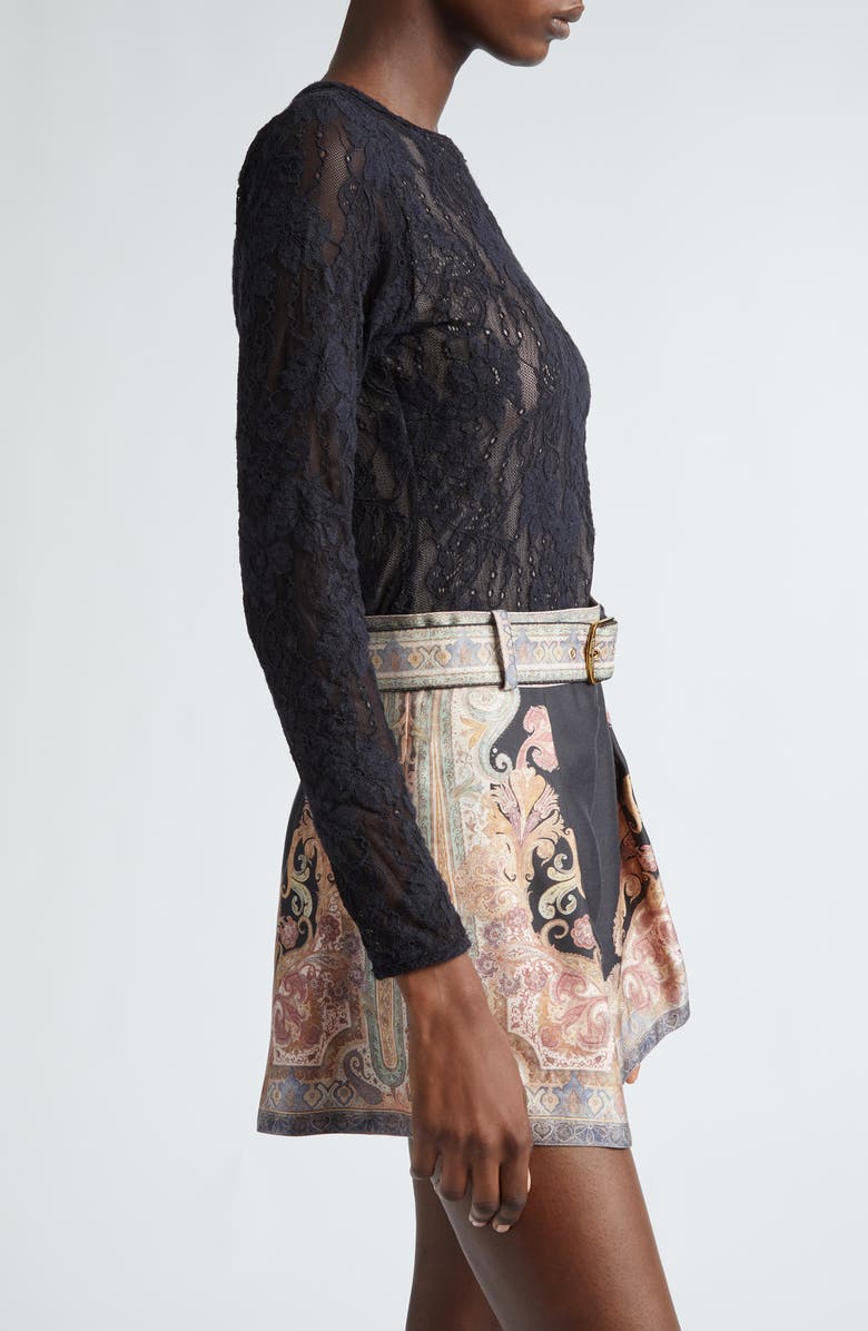 Zimmermann Long Sleeve Lace Bodysuit, Alternate, color, 