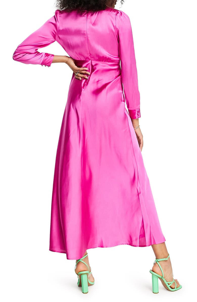 ASOS DESIGN Mock Neck Long Sleeve Satin Maxi Dress, Alternate, color, 
