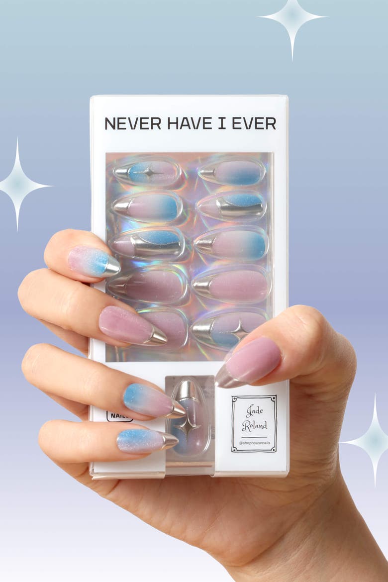 Titanium Jelly Press On Nail By Jade Roland, Alternate, color, Metallic Silver