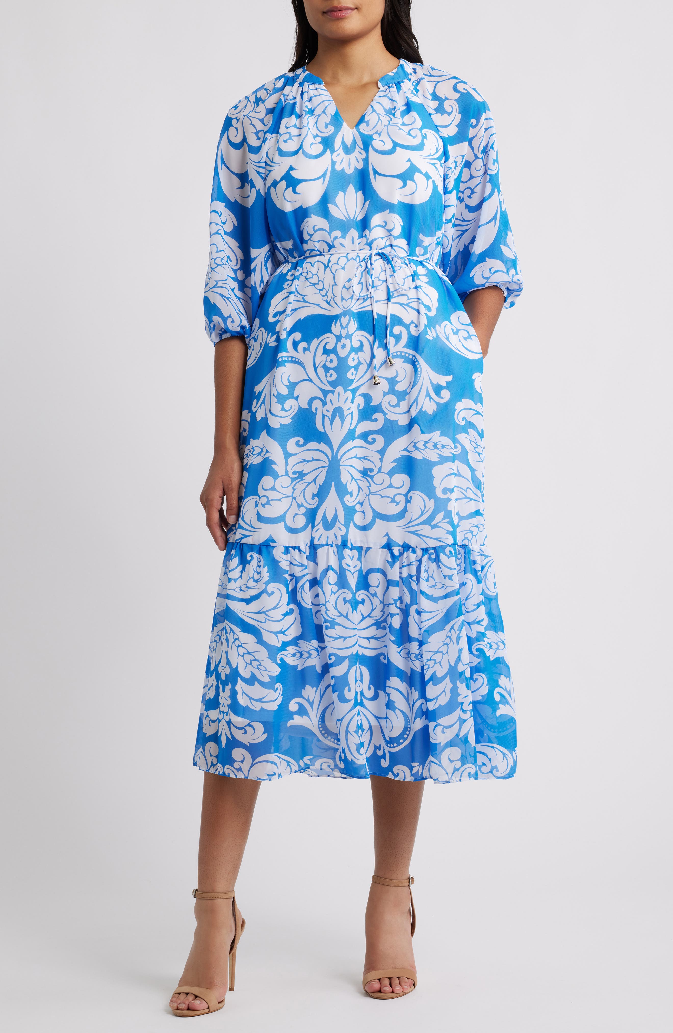 Julia Jordan Paisley Floral Tiered Maxi Dress