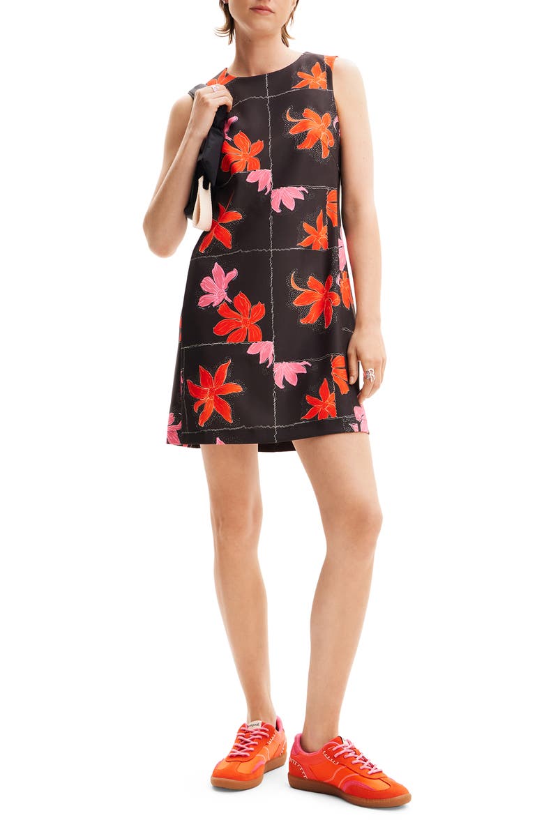 Desigual Floral Mini Pinafore Dress, Main, color,