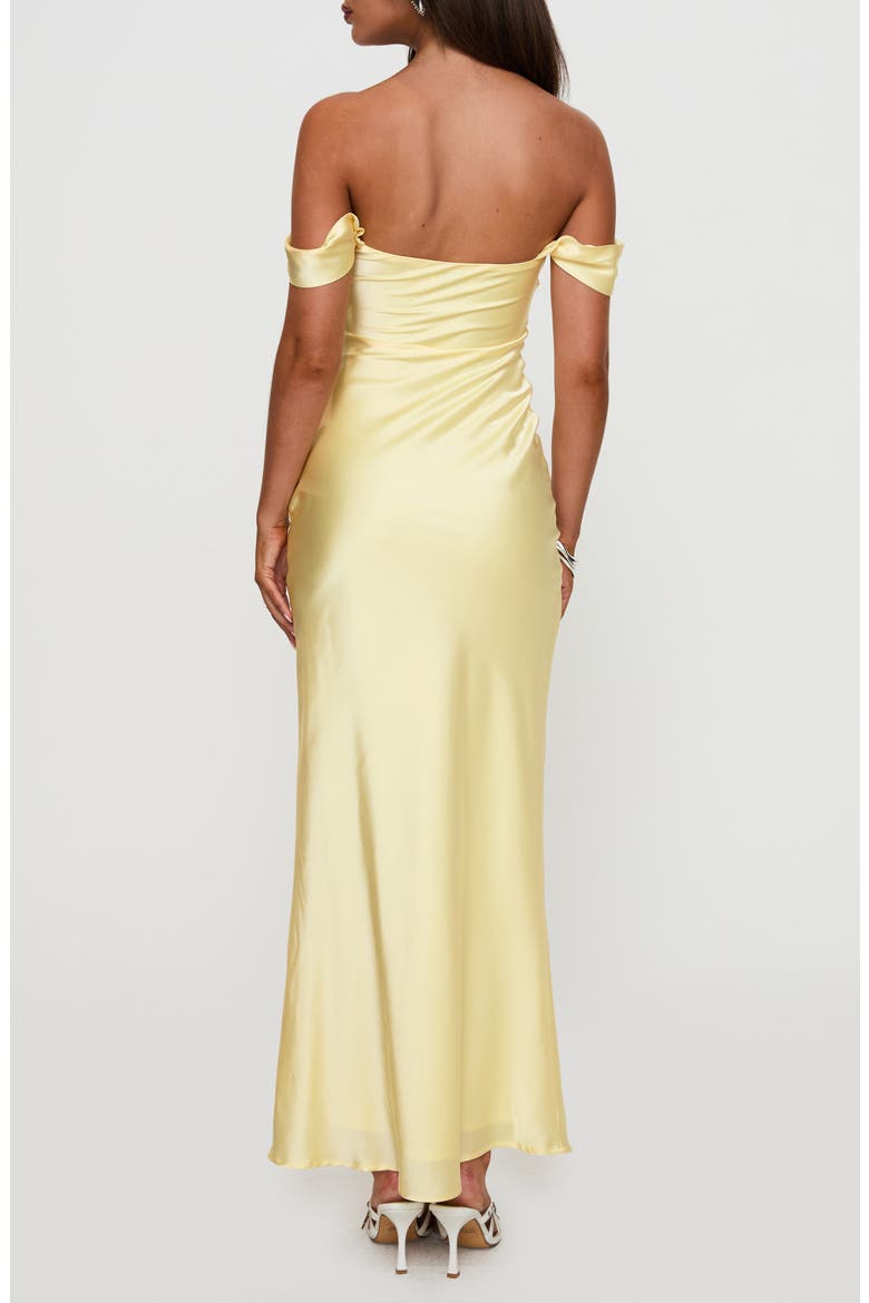 Azura Off the Shoulder Satin Gown, Alternate, color, YELLOW
