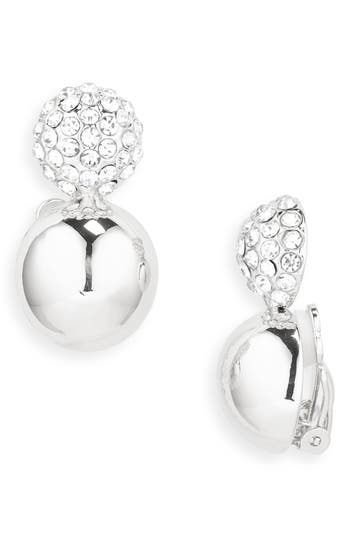 Vince Camuto Pavé Crystal Ball Clip-on Earrings In Silvertone
