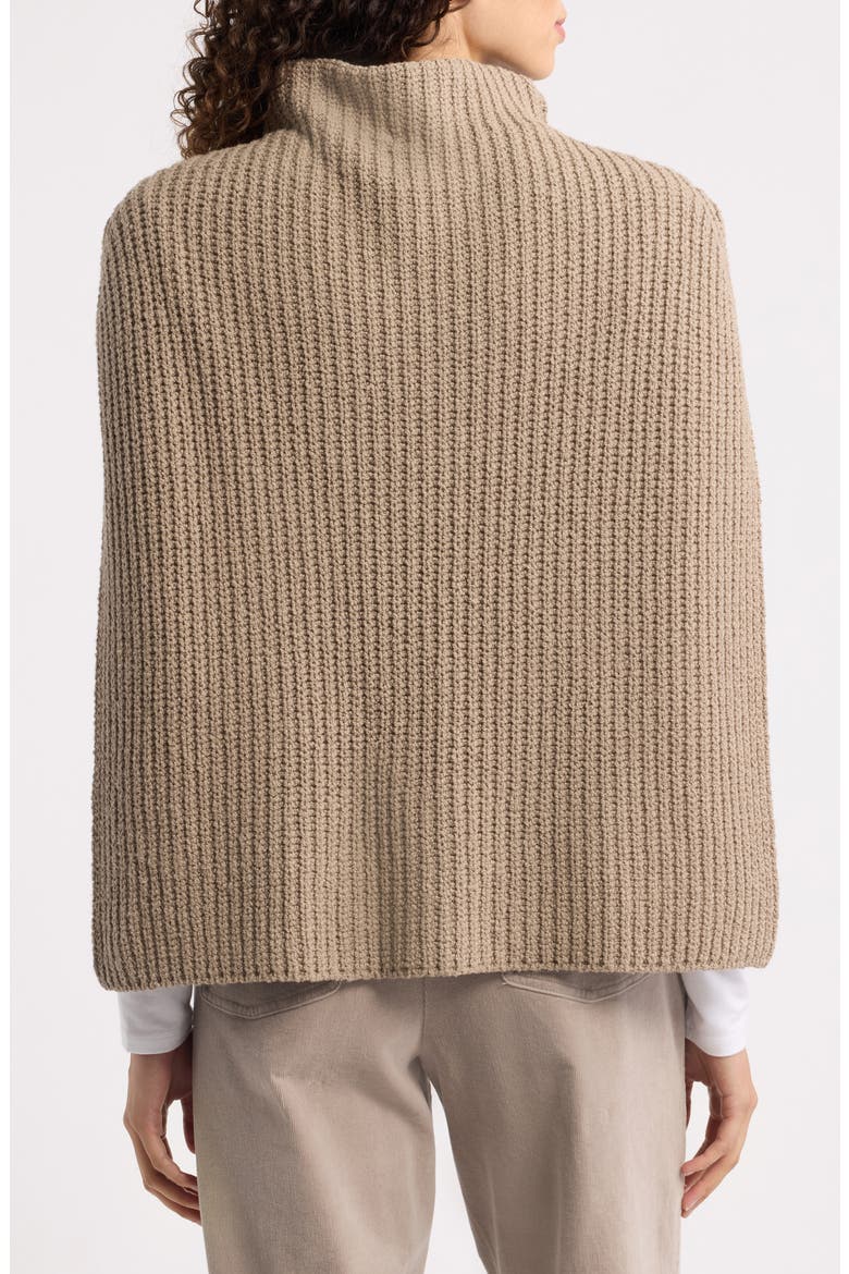 Cotton Blend Rib Poncho, Alternate, color, TWINE