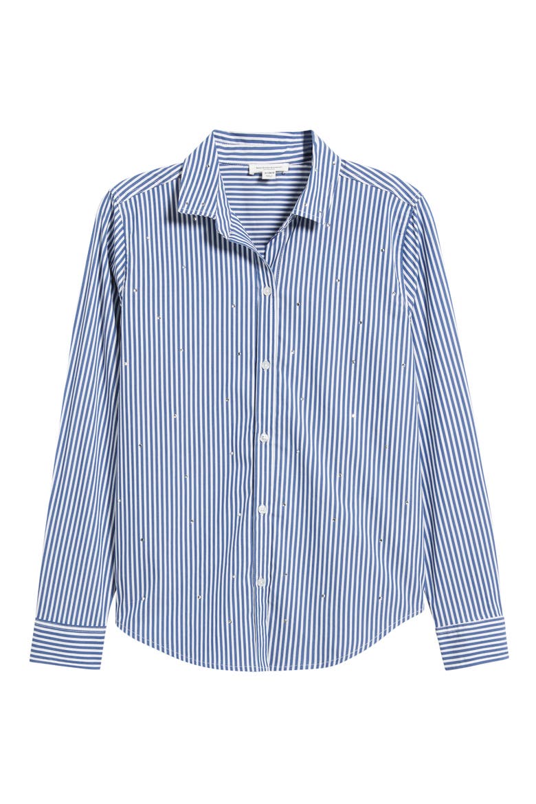 Lynden Embellished Stripe Cotton Blend Button-Up Shirt, Alternate, color, STARRY NIGHTFALL
