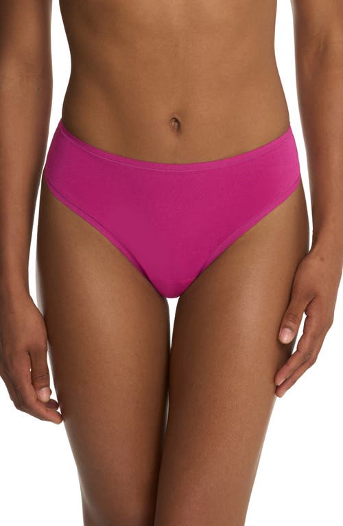 Natori Bliss Bare Stretch Cotton Thong In Pink