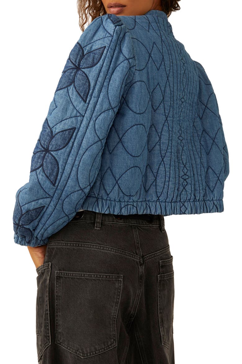 Quinn Quilted Cotton Denim Jacket, Alternate, color, INDIGO COMBO