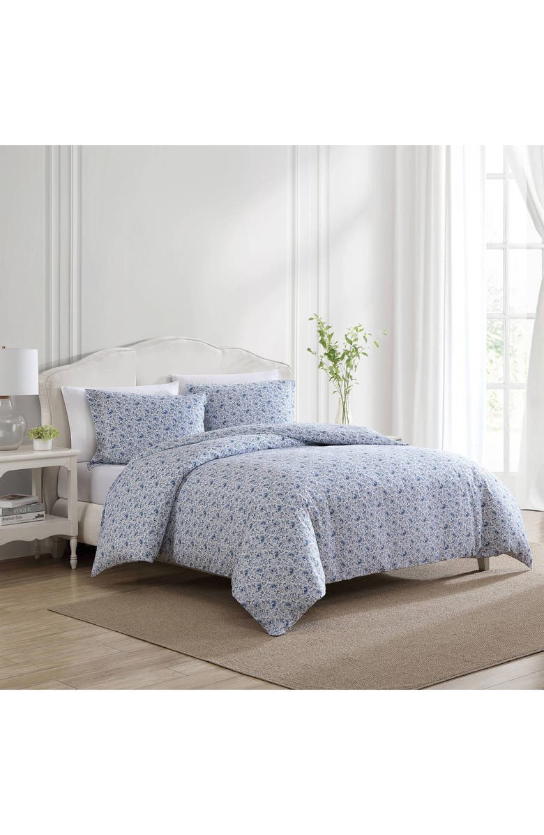 Laura Ashley Lorelei Floral Cotton Sateen Duvet Cover Set, Alternate, color, 