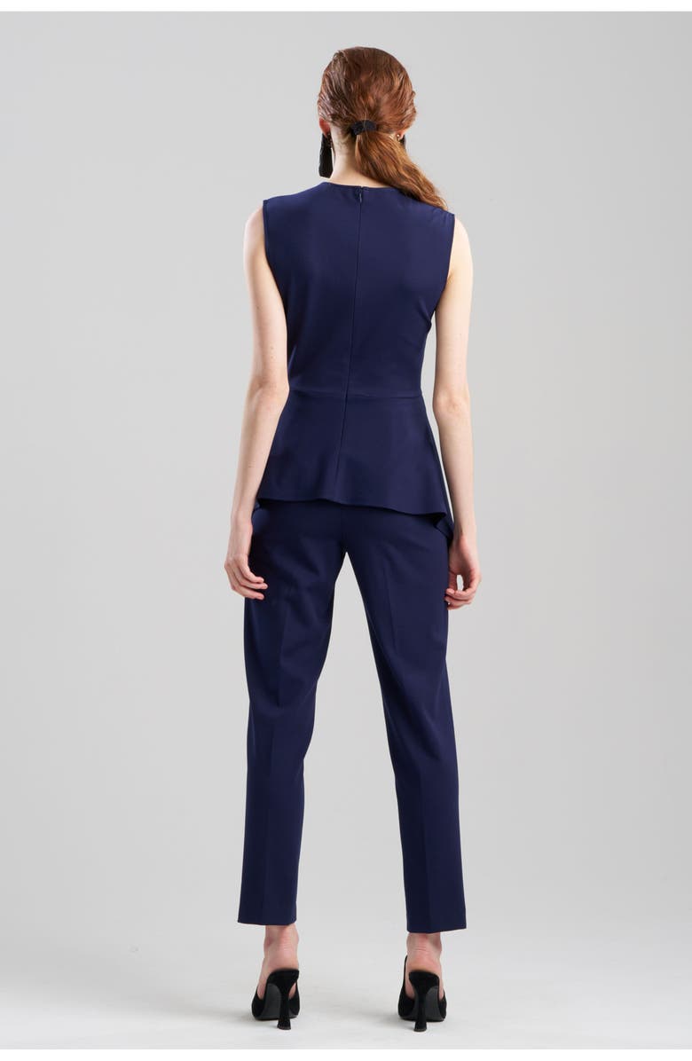 Natori Compact Knit Peplum Top, Alternate, color, Midnight Navy