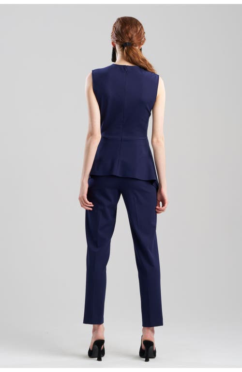 Natori Compact Knit Peplum Top In Midnight Navy