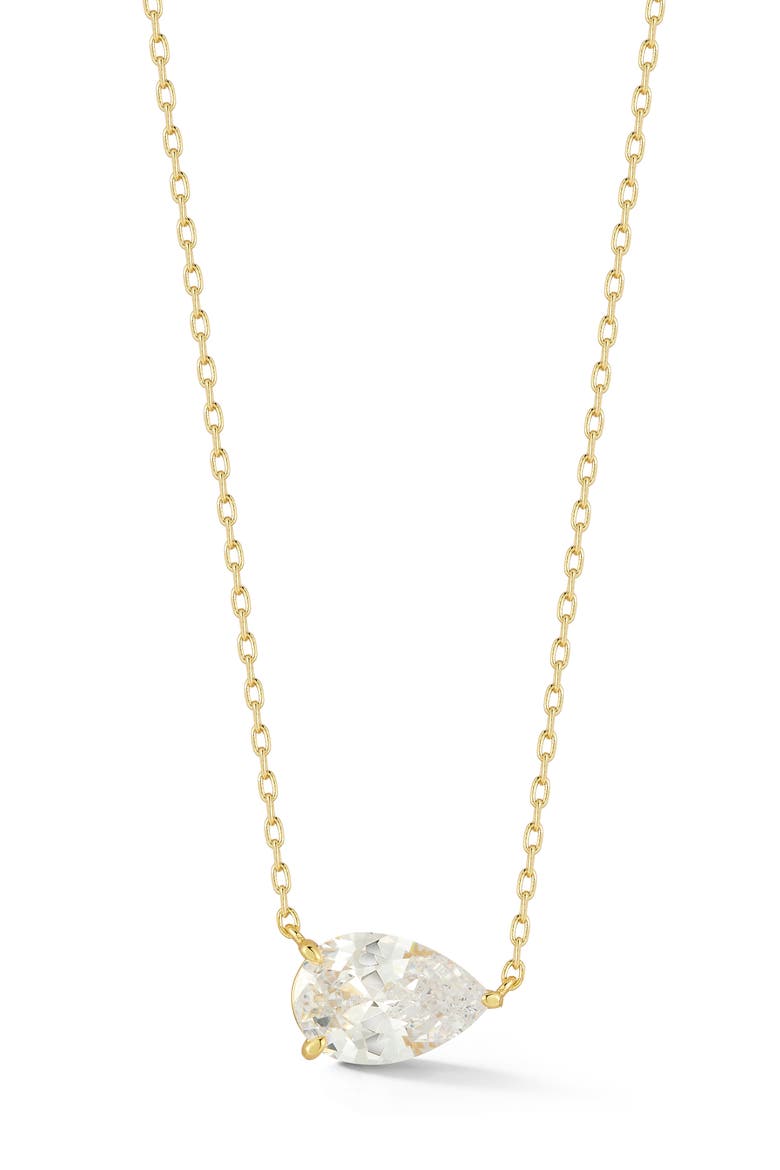 Pear Cubic Zirconia Pendant Necklace, Main, color, GOLD