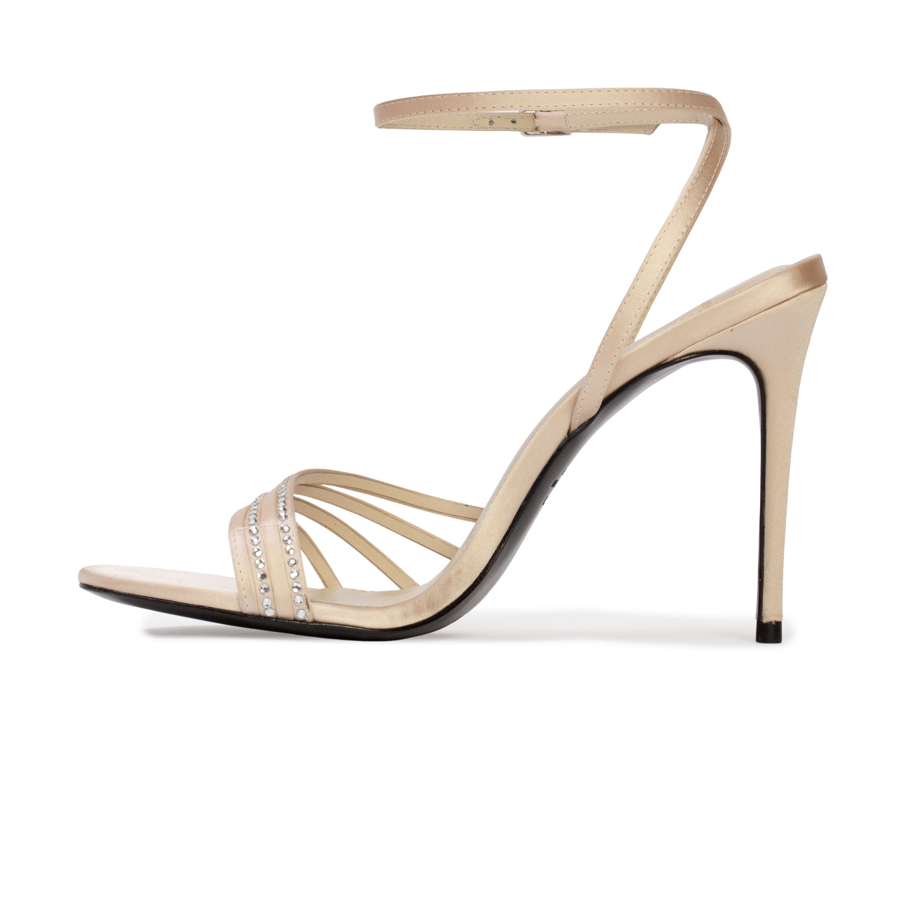 Ella 100 Strappy Sandal, Alternate, color, Champagne Satin Embellished