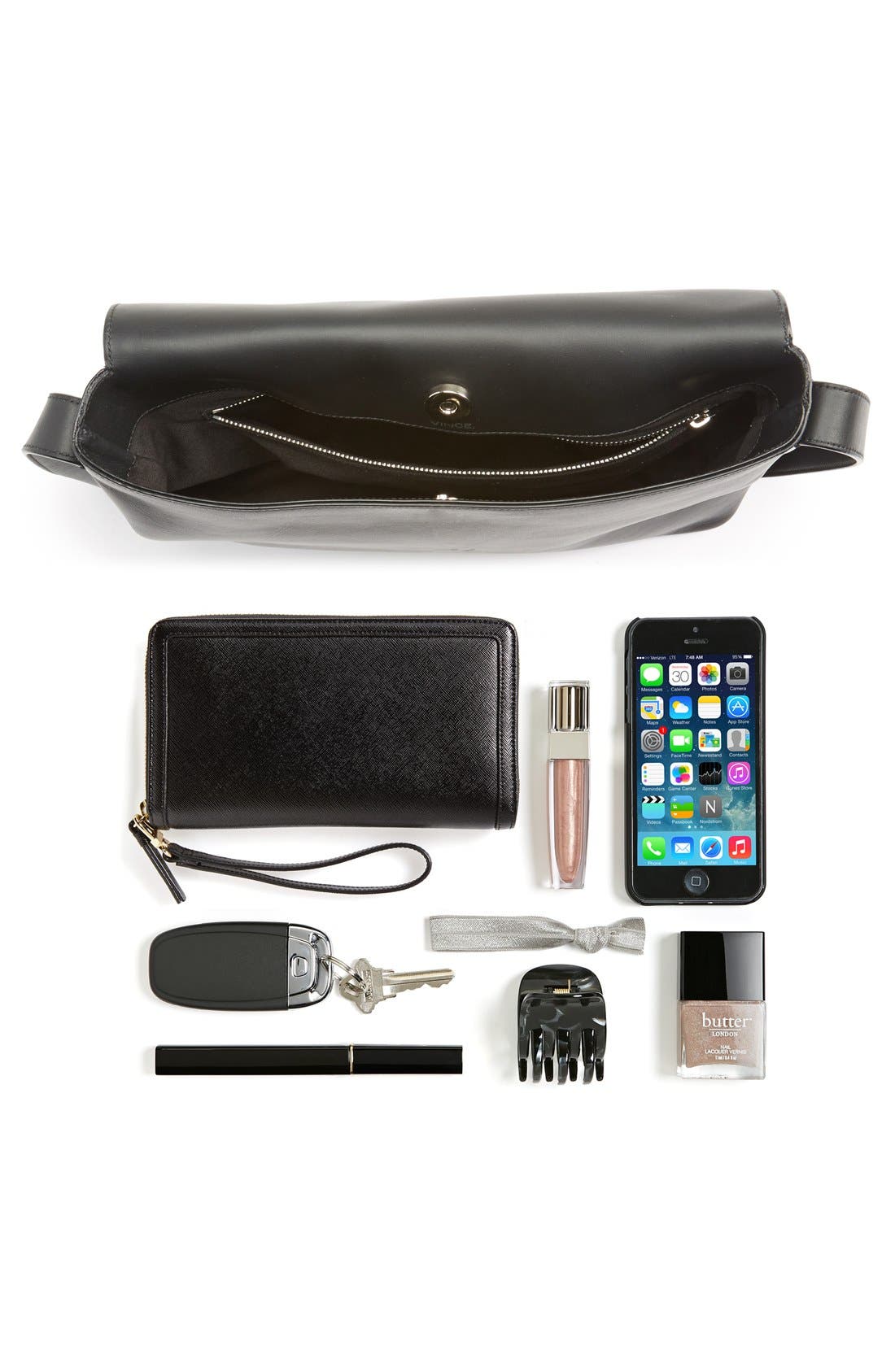 'Signature Collection - Medium' Leather Messenger Bag, Alternate, color, BLACK