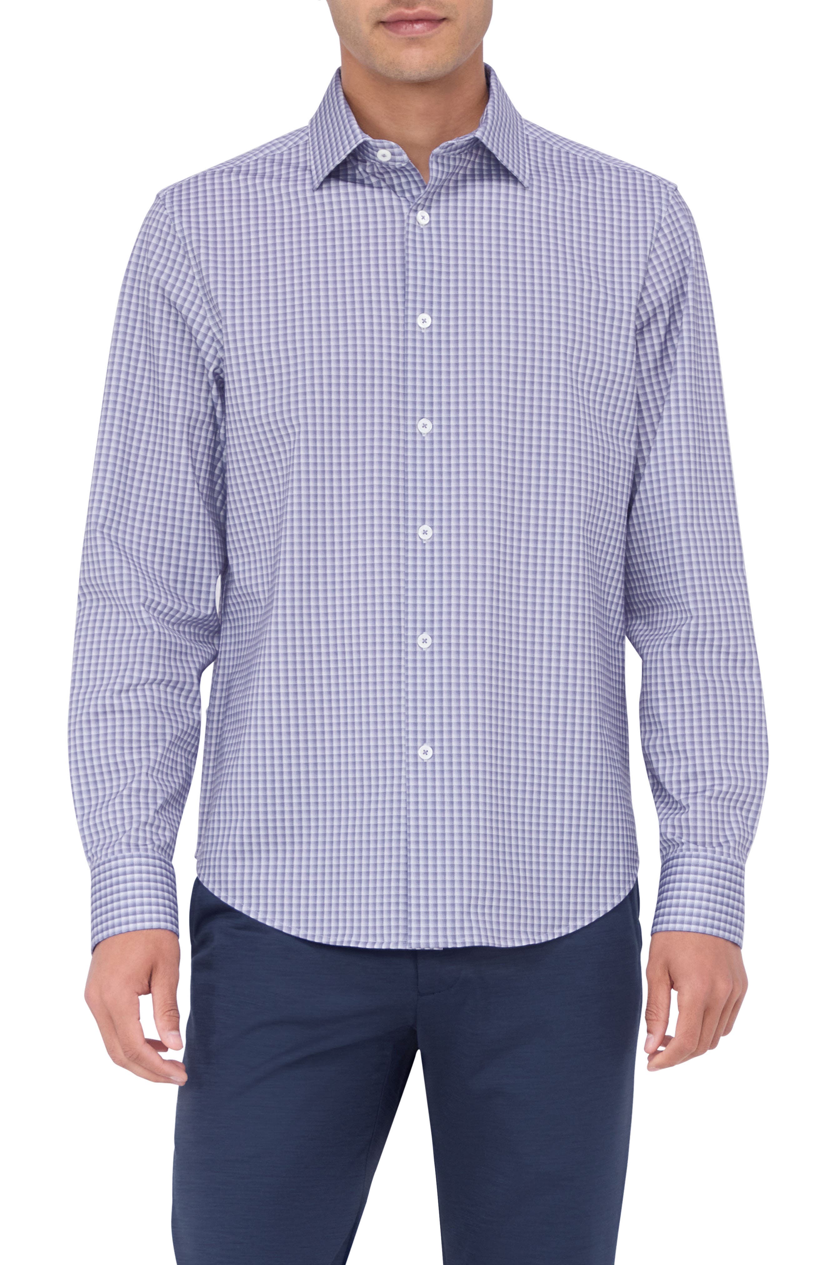 Bugatchi James OoohCotton® Checker Button-Up Shirt