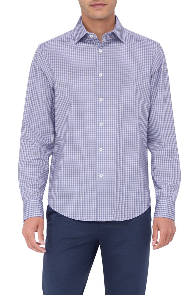 James OoohCotton® Checker Button-Up Shirt, Main, color, LILAC