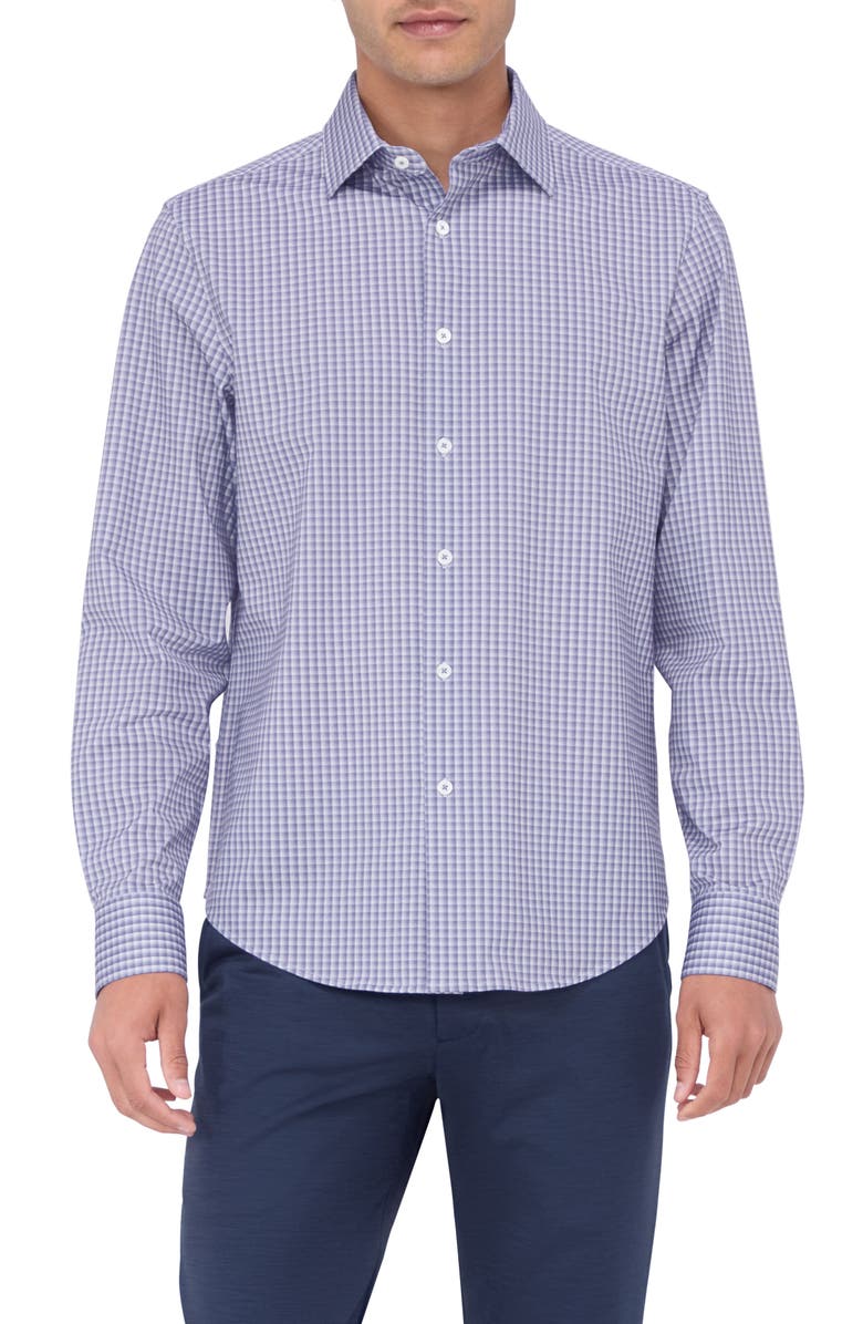 Bugatchi James OoohCotton<sup>®</sup> Checker Button-Up Shirt, Main, color, 