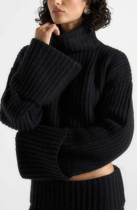 Amaya Roll Neck Knit Jumper With Cuffs
