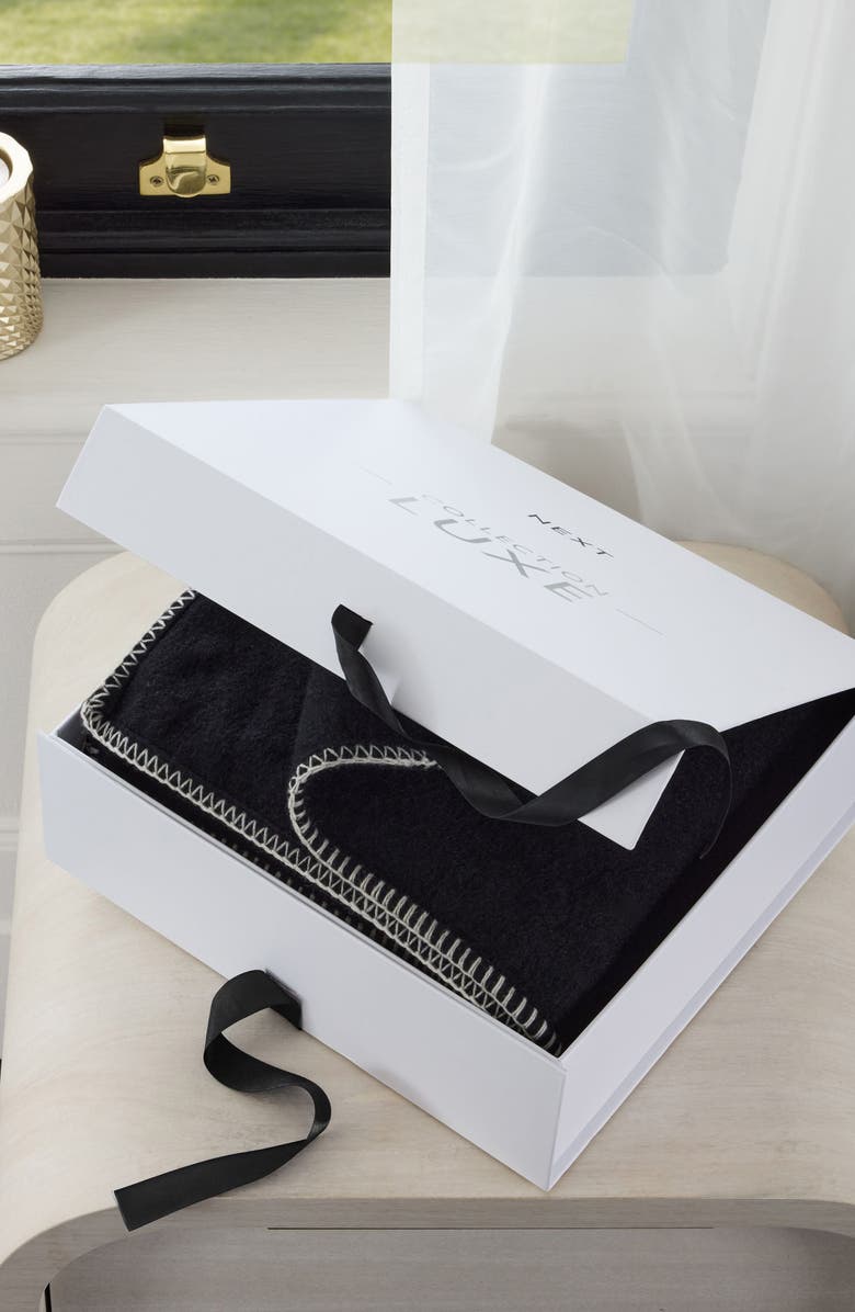 NEXT Wool & Cashmere Blend Throw Blanket, Alternate, color, Black