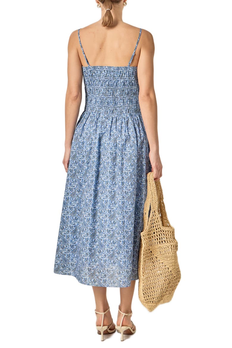 Paisley Print Smocked A-Line Dress, Alternate, color, NAVY MULTI