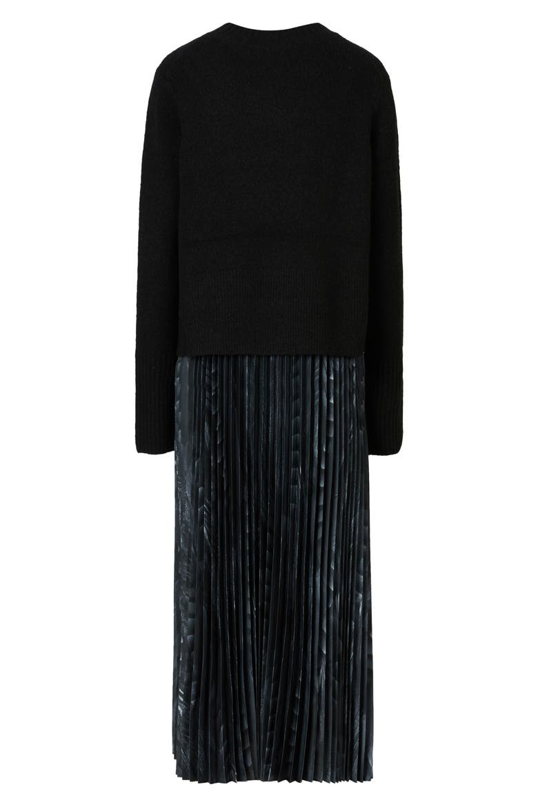 Leowa Pleated Dress with Wool Blend Sweater, Alternate, color, BLACK