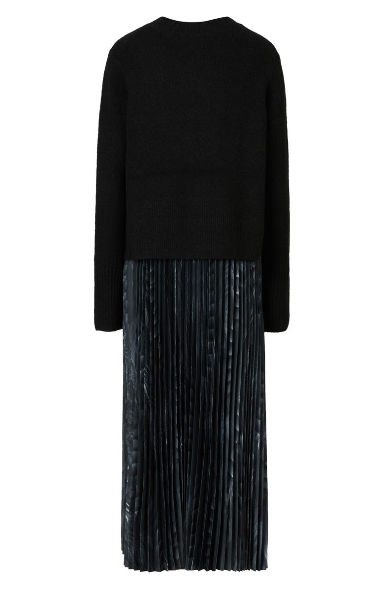 AllSaints Leowa Pleated Dress with Wool Blend Sweater, Alternate, color,
