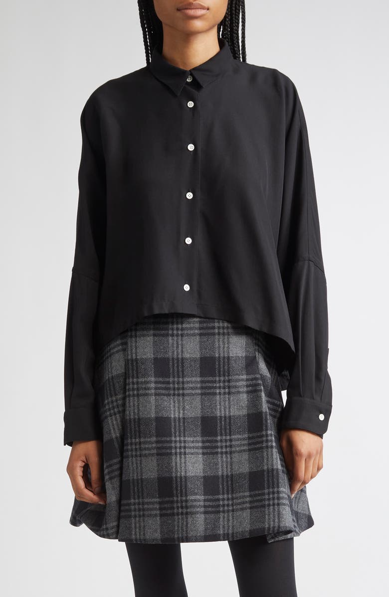 Proenza Schouler Zad Classic Twill Button-Up Top, Main, color, Black