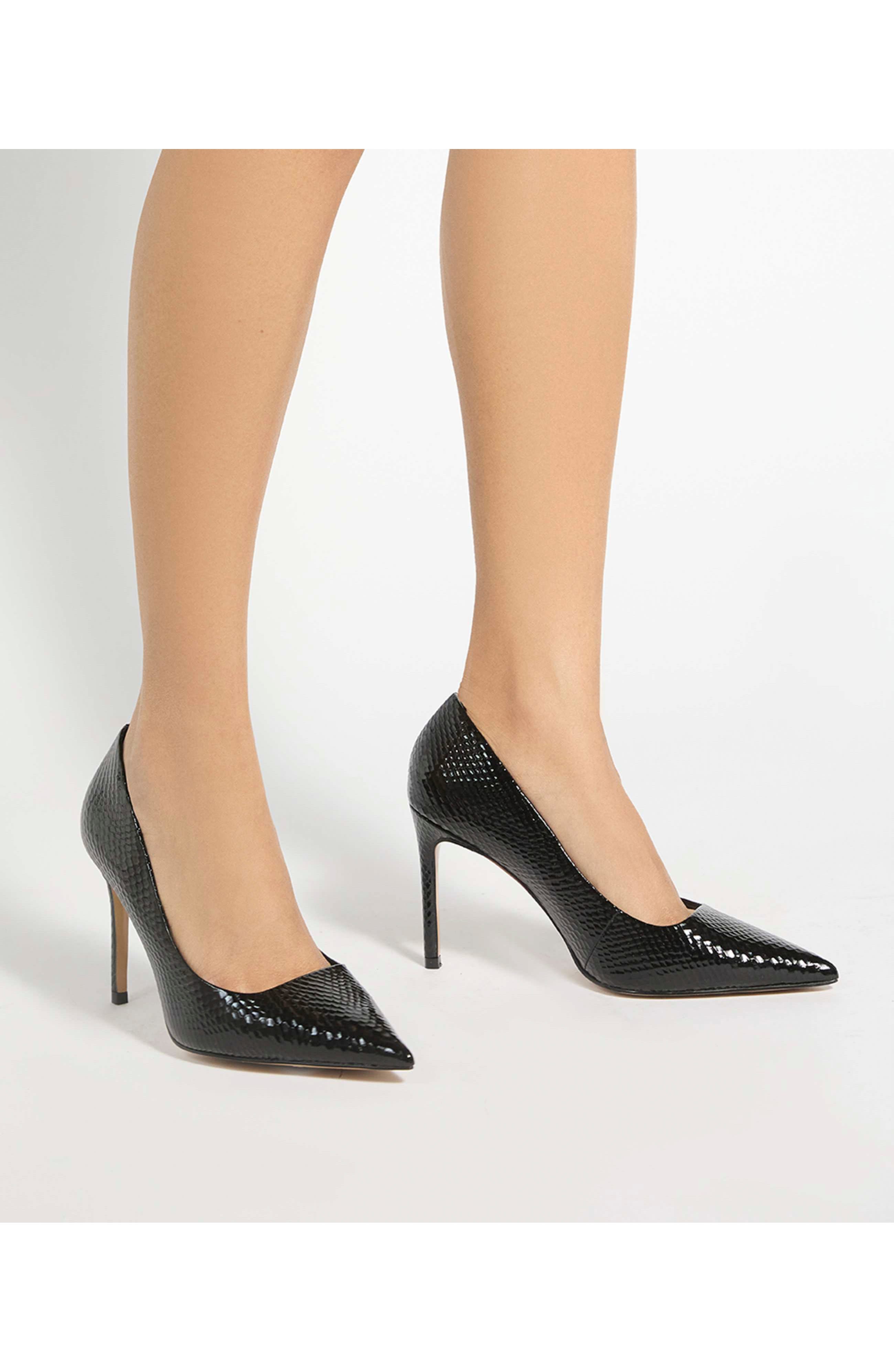 Assured Croc Embossed Faux Leather Pump, Alternate, color, BLACK