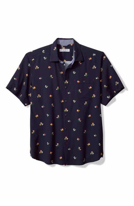 Nova Wave Merry Cocktails Holiday Print Short Sleeve Button-Up Shirt